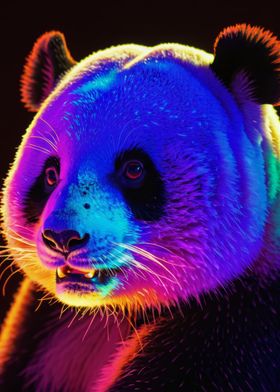 Blacklight Panda Portrait