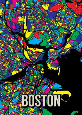 Boston Colorful City Map