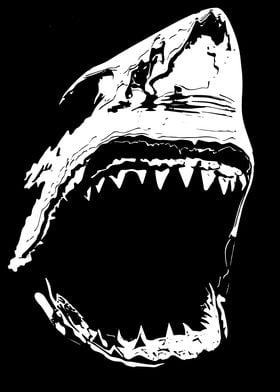 shark head black white