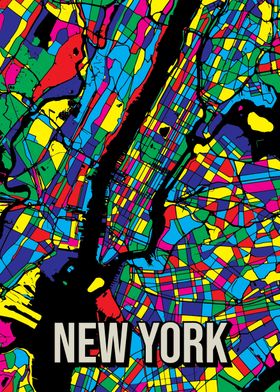 New York Colorful City Map