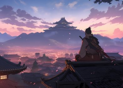 samurai on roof