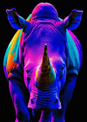 Blacklight Rhino Portrait