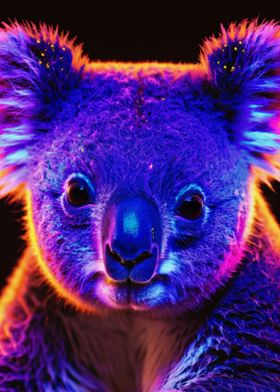 Blacklight Koala Portrait