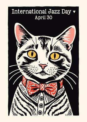 Jazz Day Cat Poster Print