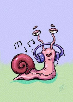 Snail Listening to Music