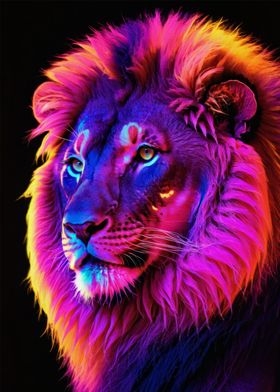 Blacklight Lion Portrait