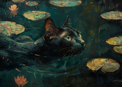 Monet Cat Waterlilies