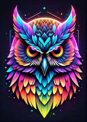 Neon Colorful Owl