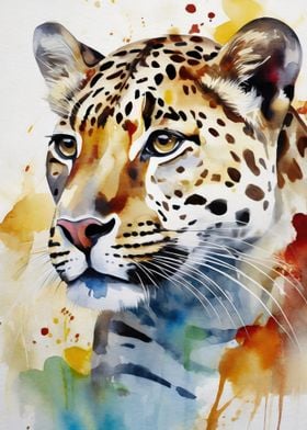 Watercolor Painted Jaguar