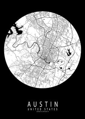 Austin City Map USA Moon