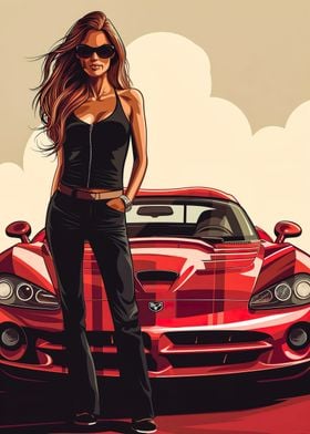 Dodge Viper car and girl