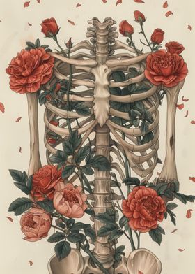 Rose Embraced Skeleton