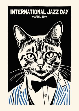 Jazz Day Cat Poster