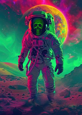 Neon Skull Astronaut