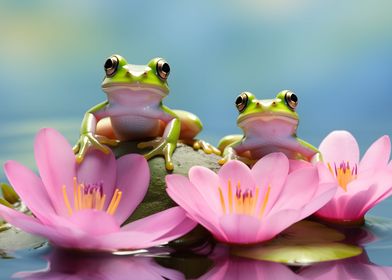 Frogs and flowers