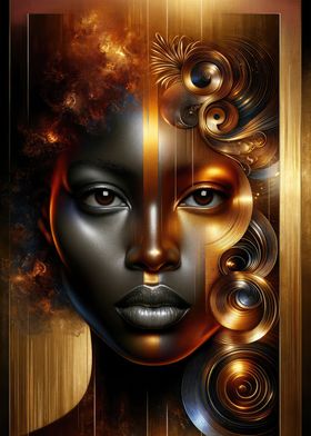 Golden Abstract Portrait