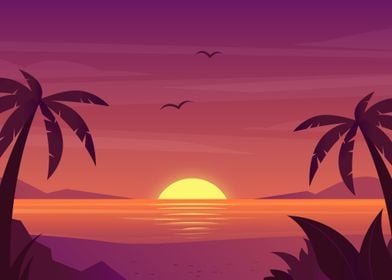 Sunset Bliss Palm Tree 