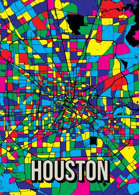 Houston Colorful City Map