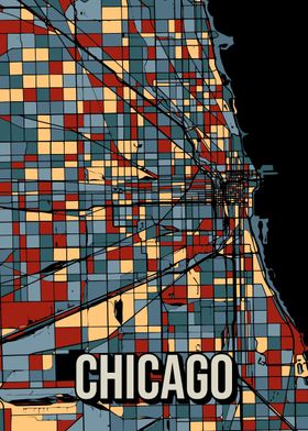 Chicago Earthtone City Map