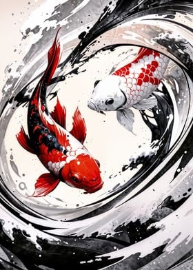 Koi Fish Ink Dance 