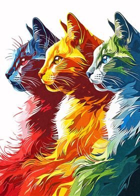 World of Colorful Cat Art