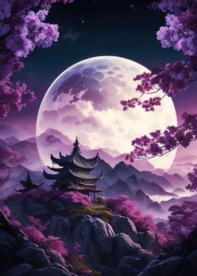 Japan Cherry Blossom Moon