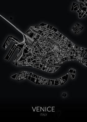 Venice Black White Map