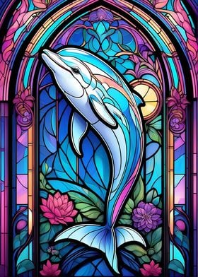 Dolphin Stained Glass