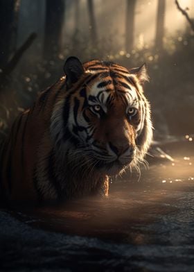 Tiger in mystical Forest