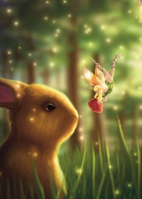 Fairy feeding bunny