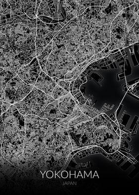 Yokohama Black White Map