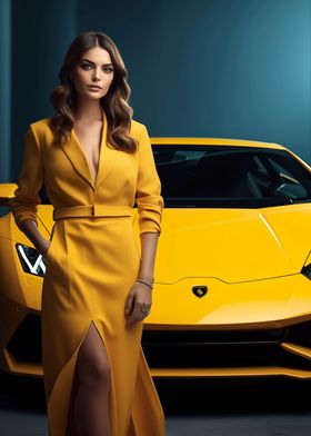 Lamborghini car and girl