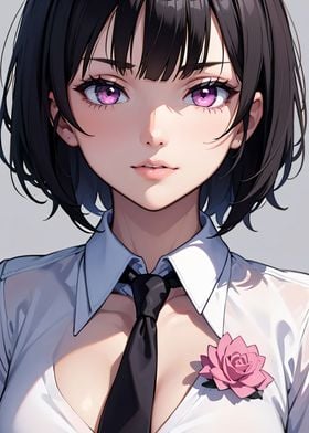 Anime Girl With Black Tie