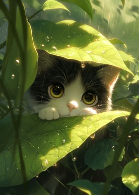 cute cat in rain forest
