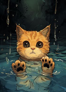 Cat swimming