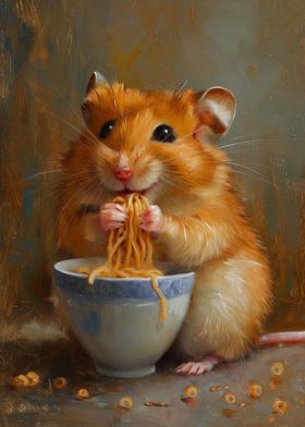 Cute Hamster Eating Ramen