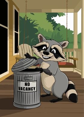 Raccoon With Trash Can
