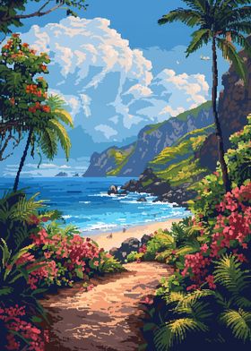 Hawaii Beach Pixel Art