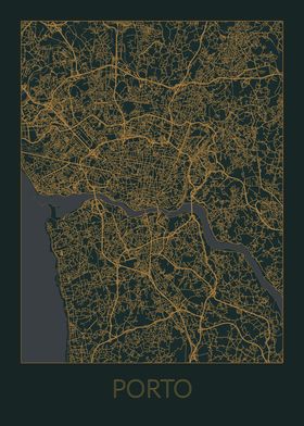 Porto Gray Orange Map