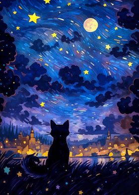 starry night cat 