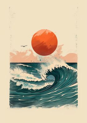 Vintage Ocean Sunset