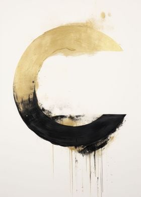 Letter C with gold black