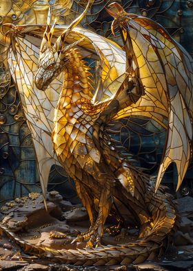 Gold Stained Glass Dragon