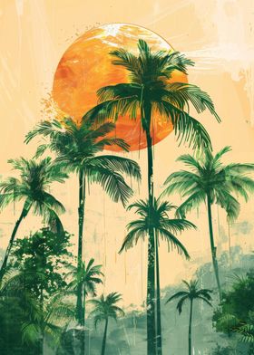 Tropical Sunset Palms