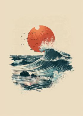 Vintage Ocean Sunset