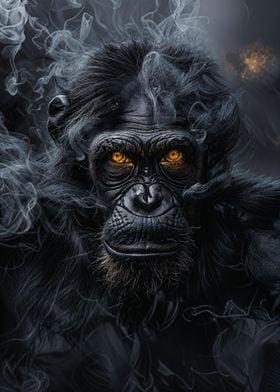 Chimpanzee in Black Smoke 