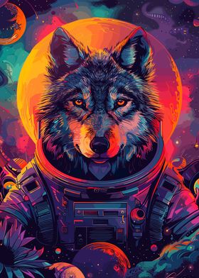 Wolf Astronaut Space