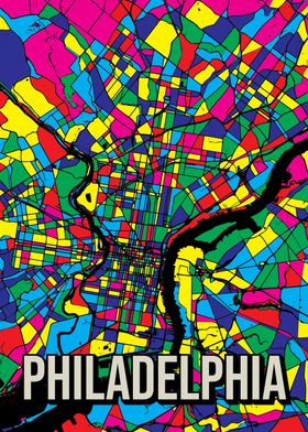 Philadelphia Colorful Map