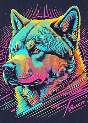 Neon wolf colorful 