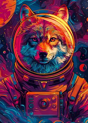 Astronaut Space Wolf